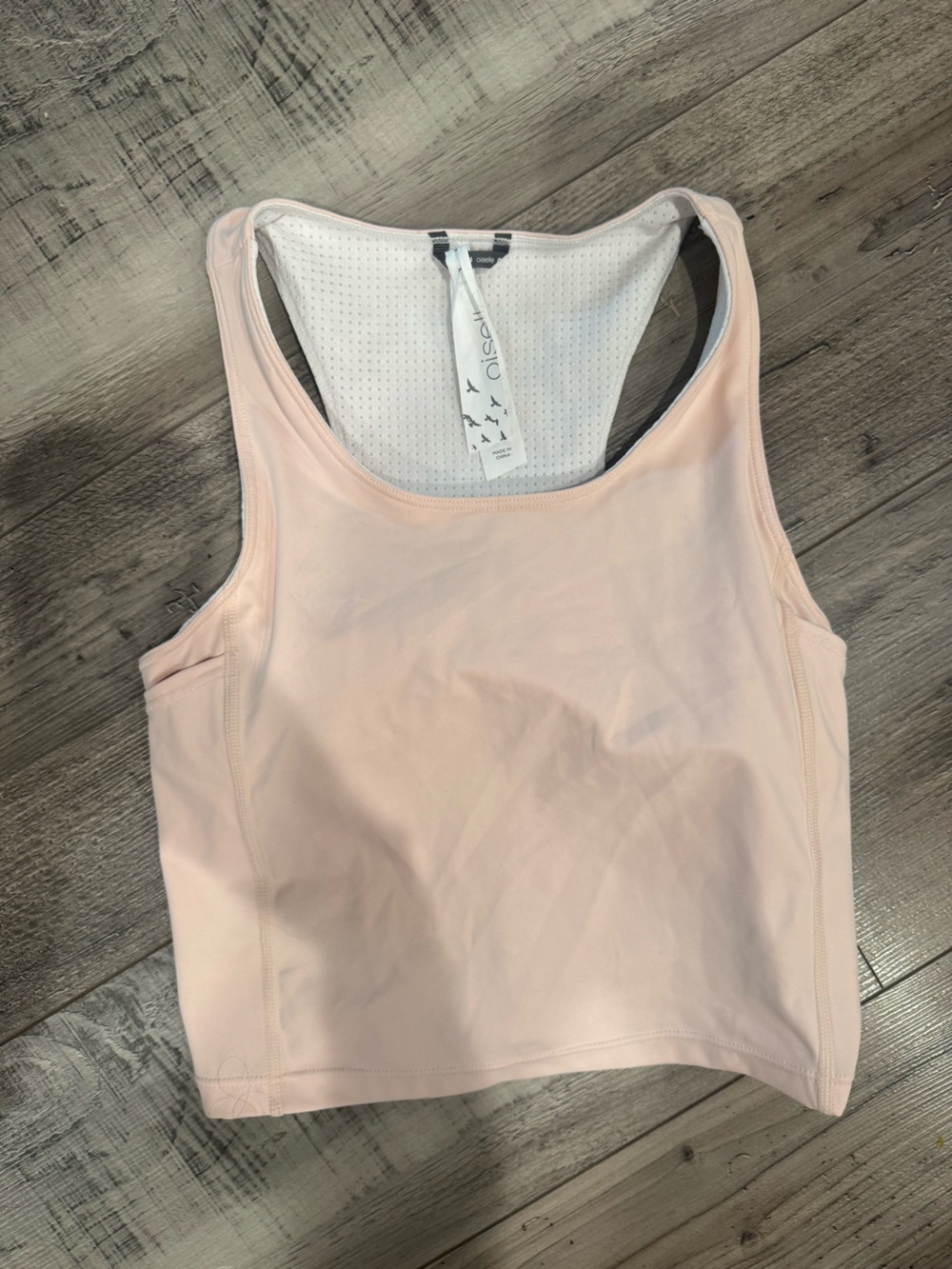 oiselle Pale Pink Athletic Crop Tank Sports Bra